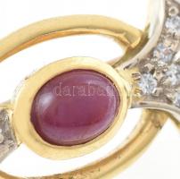 14K arany (Au) bross gyémánttal és rubinnal, jelzett 6,7 g