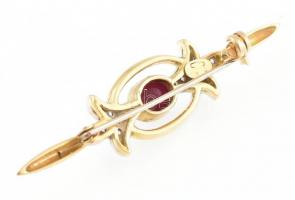 14K arany (Au) bross gyémánttal és rubinnal, jelzett 6,7 g
