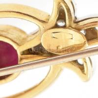 14K arany (Au) bross gyémánttal és rubinnal, jelzett 6,7 g