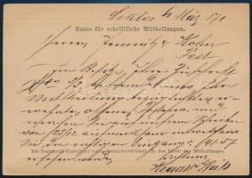 1871 2kr díjjegyes levelezőlap / PS-card "SIKLÓS / BARANYA" - Pest