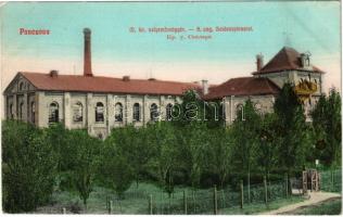 1908 Pancsova, Pancevo; M. kir. selyemfonógyár. Miloszavljevics Vazul kiadása / K. ung. Seidenspinnerei / silk spinning mill, factory (EK) + "Stefan Frohmann. Kos. 6232 Pancsova. Wörösmarty No. 8."