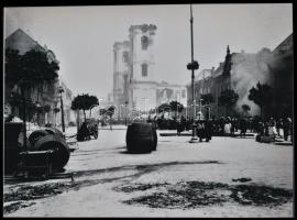 cca 1917 Gyöngyös égése, Kerny István (1879-1963) budapesti fotóművész hagyatékából 3 db mai nagyítás jelzés nélkül, 17,7x24 cm és 10x15 cm