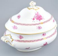 Herendi Apponyi mintás leveses tál 12 személyes. Kézzel festett, jelzett, hibátlan. 38x28 cm