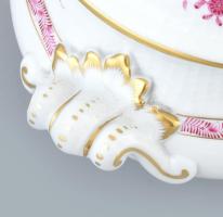 Herendi Apponyi mintás leveses tál 12 személyes. Kézzel festett, jelzett, hibátlan. 38x28 cm