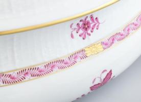 Herendi Apponyi mintás leveses tál 12 személyes. Kézzel festett, jelzett, hibátlan. 38x28 cm