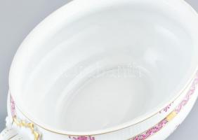 Herendi Apponyi mintás leveses tál 12 személyes. Kézzel festett, jelzett, hibátlan. 38x28 cm