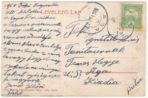 1908 Piski, Simeria; Steiner József Szarvas vendéglő kerthelyisége, cigány muzsikusbanda / restauran...