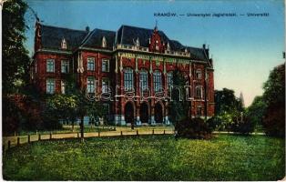 1915 Kraków, Krakkó, Krakau; Uniwersytet Jagiellonski / Universität / university + Zensuriert Bahnpostamt (EK)