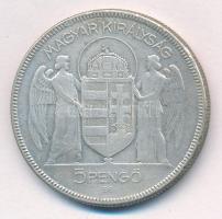 1930. 5P Ag "Horthy jobbra" T:3 patina Adamo P8