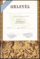 1989 Bp., a budapesti kisdobosok és úttörők prózamondó találkozójának oklevele, szép állapotban, aláírásokkal, bélyegzővel