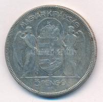 1930. 5P Ag "Horthy jobbra" T:3 patina Adamo P8