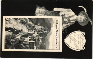 1910 Schwangau, Schloss Neuschwanstein / castle, Bavarian folklore