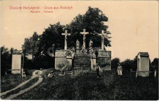 1909 Hódság, Odzaci; Kalvarie / Kálvária, gyerekek. W. L. 1989. / calvary, children (fa)