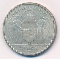 1930. 5P Ag "Horthy jobbra" hajas T:2,2- patina Adamo P8