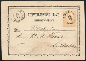 1873 2kr díjjegyes levelezőlap / PS-card "LUCSIVNA" - Leutschau