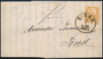 1873 2kr levélen / on cover SISAK - Triest