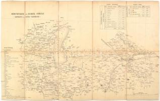 cca 1860 Sopron és Győr vármegye térképe. Rézmetszet vászonra kasírozva 53x36 cm