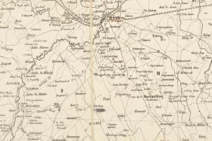 cca 1860 Sopron és Győr vármegye térképe. Rézmetszet vászonra kasírozva 53x36 cm