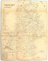 cca 1860 Nógrád vármegye térképe. Rézmetszet vászonra kasírozva 32x42 cm