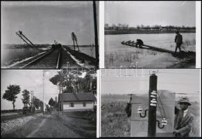 cca 1931 Gárdony határában, a vasúti vonal mentén levő telefon és távíró vonalak vihar utáni felméré...