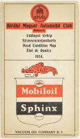 1934 Magyarország Útállapot térkép. Magyar Földrajzi Intézet. A Királyi Magyar Automobil Club jelent...