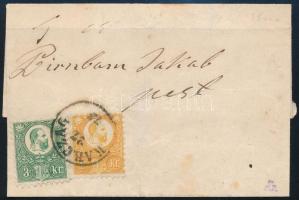 1873 Réznyomat 2kr + 3kr levélen / on cover KARCZAG