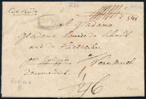 1841 Portós levél teljes tartalommal / Unpaid cover with full content, kék / blue "F.OFEN" (Gudlin 150 p)