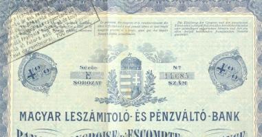 Budapest 1911. "Magyar Leszámitoló- és Pénzváltó- Bank" 4%-kal kamatozó záloglevele 1db sz...