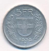 Svájc 1932B 5Fr Ag T:2- 
Switzerland 1932B 5 Francs Ag C:VF 
Krause KM#402