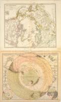 1865 Az Északi és Déli sark térképe. Színezett acélmetszet. Kis szakadással 43x35 cm