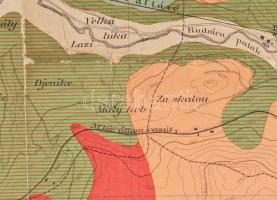 1895 A körmöci bányavidék földtani térképe, északi és déli rész, 2 db térkép, M. Kir. Földtani Intéz...