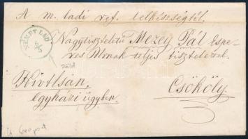 1871 Hivatalos levél / Official cover, kék / blue "NÉMET LAD" - Csököly (Gudlin 600 p)