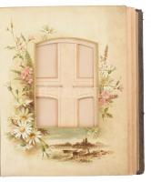 Antik, XIX. sz. végi fotóalbum, dombornyomott, historizáló ornamentikával díszített bőrkötésben, ara...