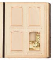 Antik, XIX. sz. végi fotóalbum, dombornyomott, historizáló ornamentikával díszített bőrkötésben, ara...