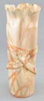 Segesdi Bori (?-): Váza. Mázas festett porcelán, jelzett, apró kopásnyomokkal, 26x26 cm