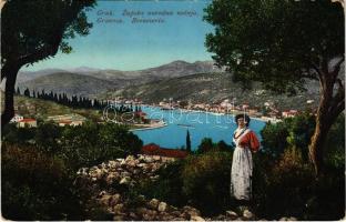 1918 Gruz, Gravosa (Dubrovnik, Ragusa); Zupska narodna nosnja / Breneserin / Croatian folklore + "Kriegsgefangenen-Arbeiterabteilung Nr. 206" (EK)