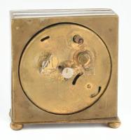 Mechanikus ébresztőóra, vekker, zománcfestett réz házzal, az üvegen repedéssel, nem működik, 7x7 cm