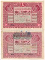 1917. 2K (2xklf) az egyik zöld DEUTSCHÖSTERREICH felülbélyegzéssel T:III,III- az egyik szép papír, a másikon folt Adamo K6