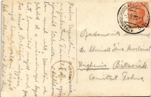 1927 Fiume, Rijeka; Viale Benito Mussolini, Farmacia Dr. Budak / utca, villamos, gyógyszertár, szaba...