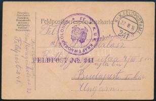 1916 Tábori posta levelezőlap / Field postcard "K.U.K. KRAFTWAGENKOLONNE 33" + "FP 241"