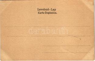 Zagreb, Zágráb; Spomenik Jelacica bana / Jelacsics szobor. Szecessziós címeres litho montázs / statu...