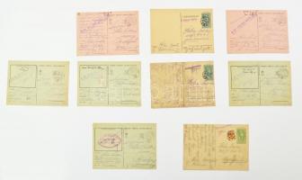 1940 M. Kir. 207/3. KLGS Munkásszázad zsidó munkaszolgálatos által hazaküldött levelezőlapok, 9 db, mindennapi élet beszámolóival, családról való érdeklődéssel