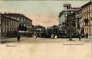 1905 Warszawa, Varsovie, Warschau, Warsaw; Krakowskie Przedmiescie, Syrena / street, horse-drawn tram, shops