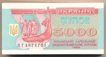 Ukrajna 1995. 5000K (100x) sorszámkövetők T:I,I- Ukraine 1995. 5000 Karbovantsiv (100x) consecutive serials C:UNC,AU Krause P#93