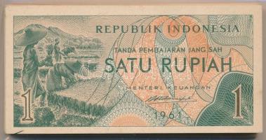 Indonézia 1961. 1R (85x) közte sorszámkövetők T:I-II Indonesia 1961. 1 Rupiah (85x) within consecutive serials C:UNC-XF Krause P#78