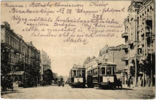 1918 Kiev, Kiew, Kyiv; Rue Foundouklewskaya / Fundukleivskaya Street, trams (EK) + "K.u.K. ETAPPENPOSTAMT 258"