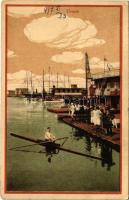 1917 Trieste, porto / port with rower. Raphael Tuck & Sons Edizione "Rembrand" (EK)