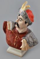 Ukrán Zaporozsjei porcelán figura, Bohdan Hmelnickij, kézzel festett, jelzett, hibátlan, m: 22,5 cm