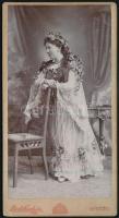 Hölgy, díszes ruhában fotó Divald eperjesi műterméből 8x14 cm