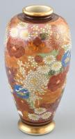 Antik Satsuma, japán váza, kézzel festett fajansz, jelzett, hibátlan, m: 16,5 cm